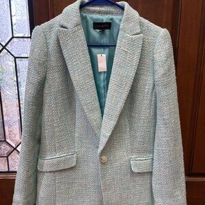 NWT Talbots Tailored Tweed Blazer - Sea Salt/Aqua Size 6